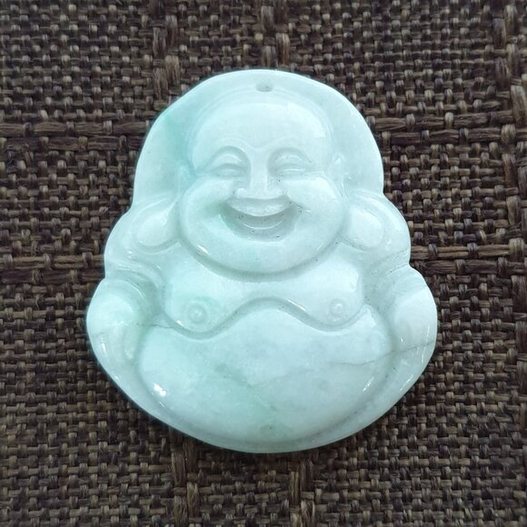 75.5 carats Vintage Hand-Carved Natural White Jade Happy Buddha Pendant - Picture 11 of 11